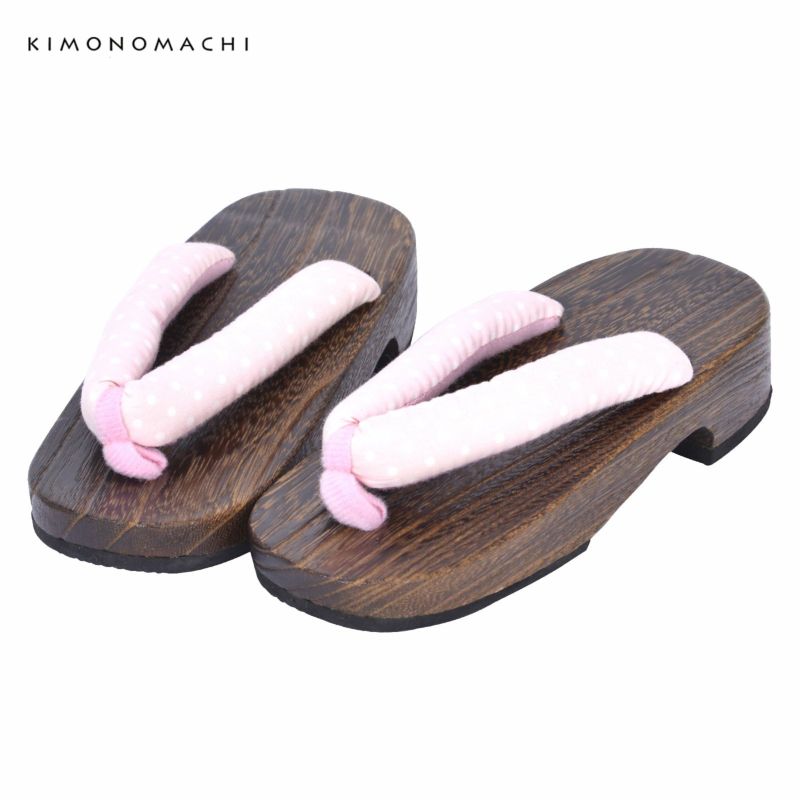 子ども 下駄単品 「薄ピンク地　ドット」 18.5cm 女の子 女児 夏の浴衣、甚平に 子供ゲタ