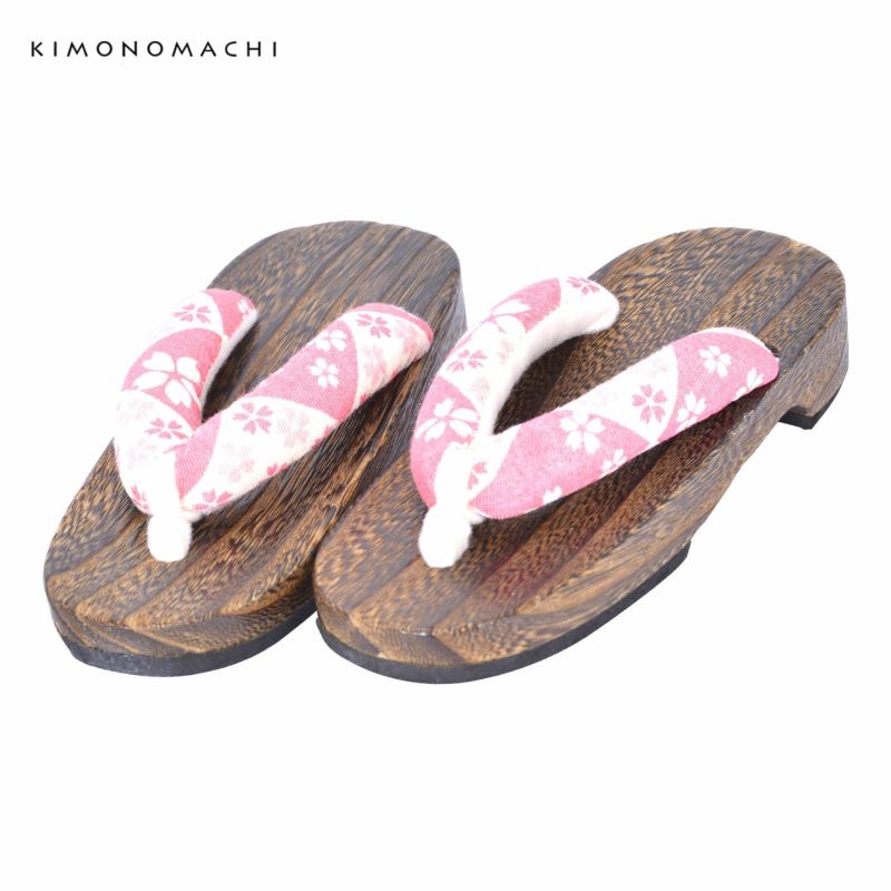 子ども 下駄単品 「ピンク×白　桜」 16.5cm 女の子 女児 夏の浴衣、甚平に 子供ゲタ