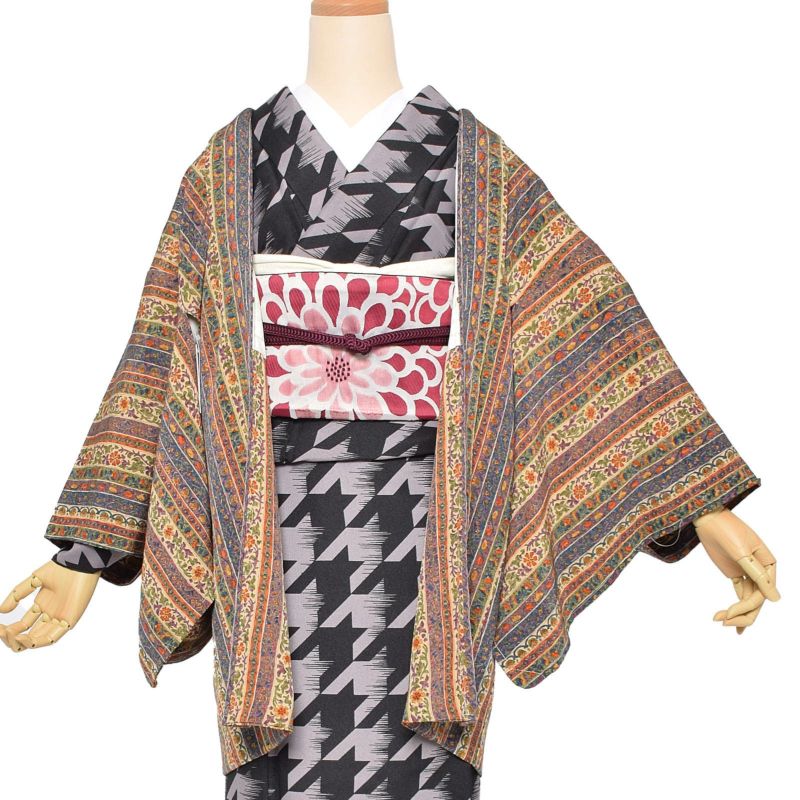 【Prices down2】【中古品】羽織 「更紗」 正絹 羽織り 【メール便不可】＜T＞ss2309kct10