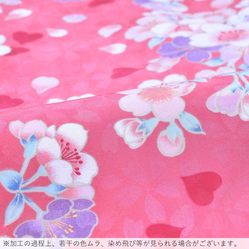 袷着物 単品 「ピンク 百合・藤・小桜」 フリーサイズ 着物 小紋