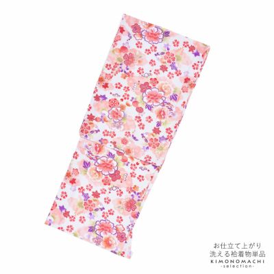 (洗える着物10％OFF5/1迄)【Prices down2】袷着物 単品 「クリーム　牡丹・梅・桜」 フリーサイズ 着物 小紋 洗える着物 お仕立て上がり 普段着きもの カジュアル着物 レディース ポリエステル 【メール便不可】ss25