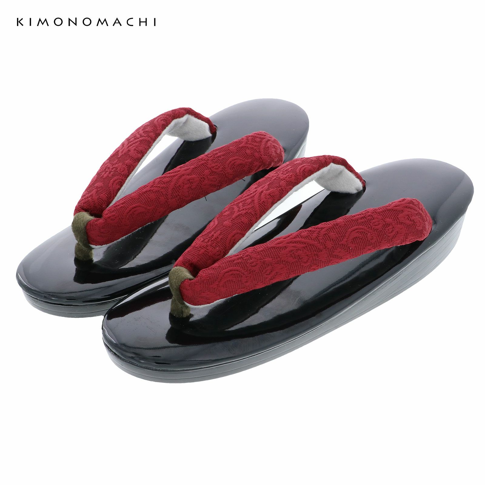 草履 レディース カジュアル草履 「レッド　アラベスク」 草履単品 日本製 痛くなりにくい ウレタン草履 M・L・LLサイズ フリーサイズ 京都きもの町 KIMONOMACHI オリジナル 洒落草履