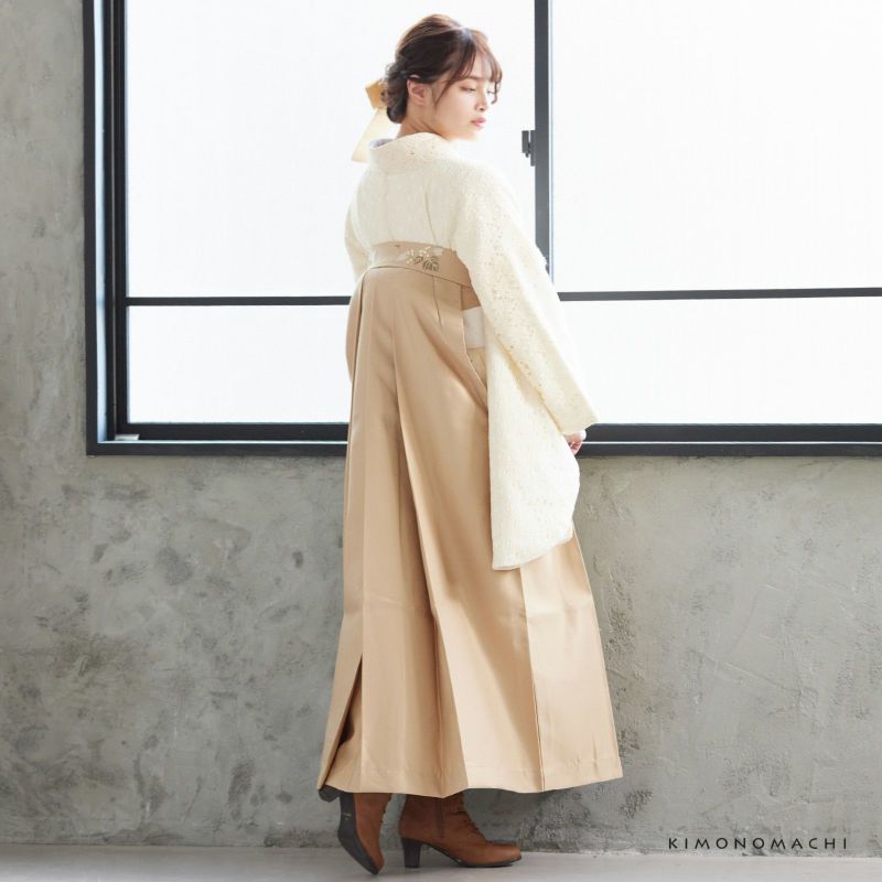 レース 二尺袖着物 単品 「ベージュ×ミルキーホワイト」 お仕立て 