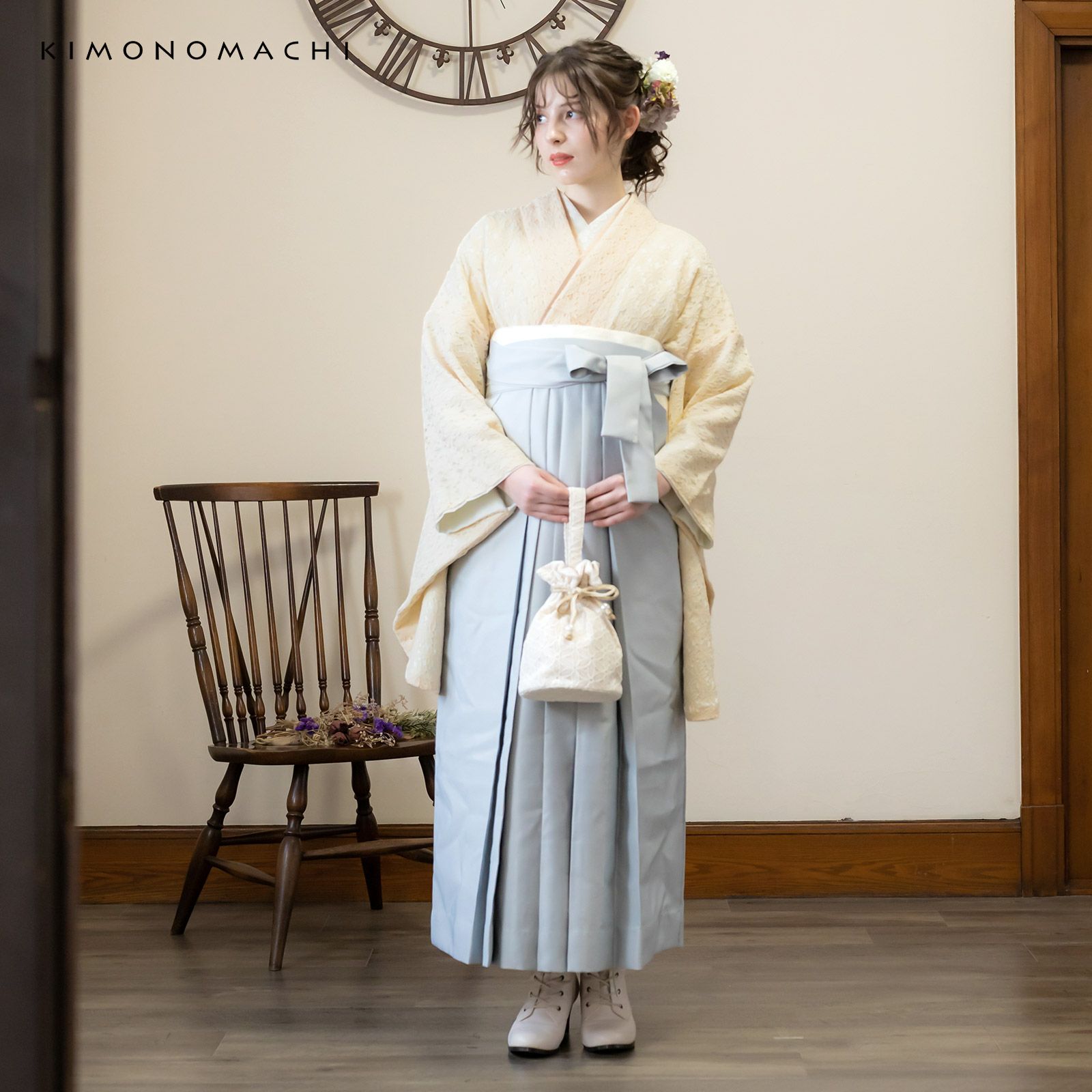 二尺袖着物 単品 仕立て上がり 総レース ショート丈 物凄 紺色 NO36274