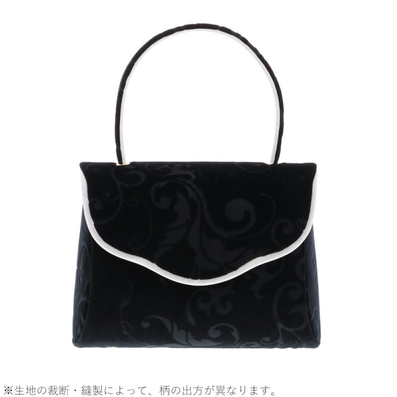 Prices down】振袖草履バッグセット 「黒×ホワイト 唐草模様」 F