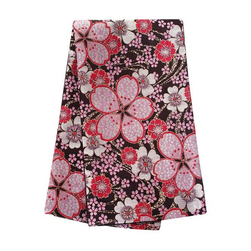 【中古品】振袖 帯 振袖用袋帯 「黒 桜」 仕立て上がり 振袖用 礼装用袋帯 ポリエステル 成人式 貸衣装処分 レンタル処分品