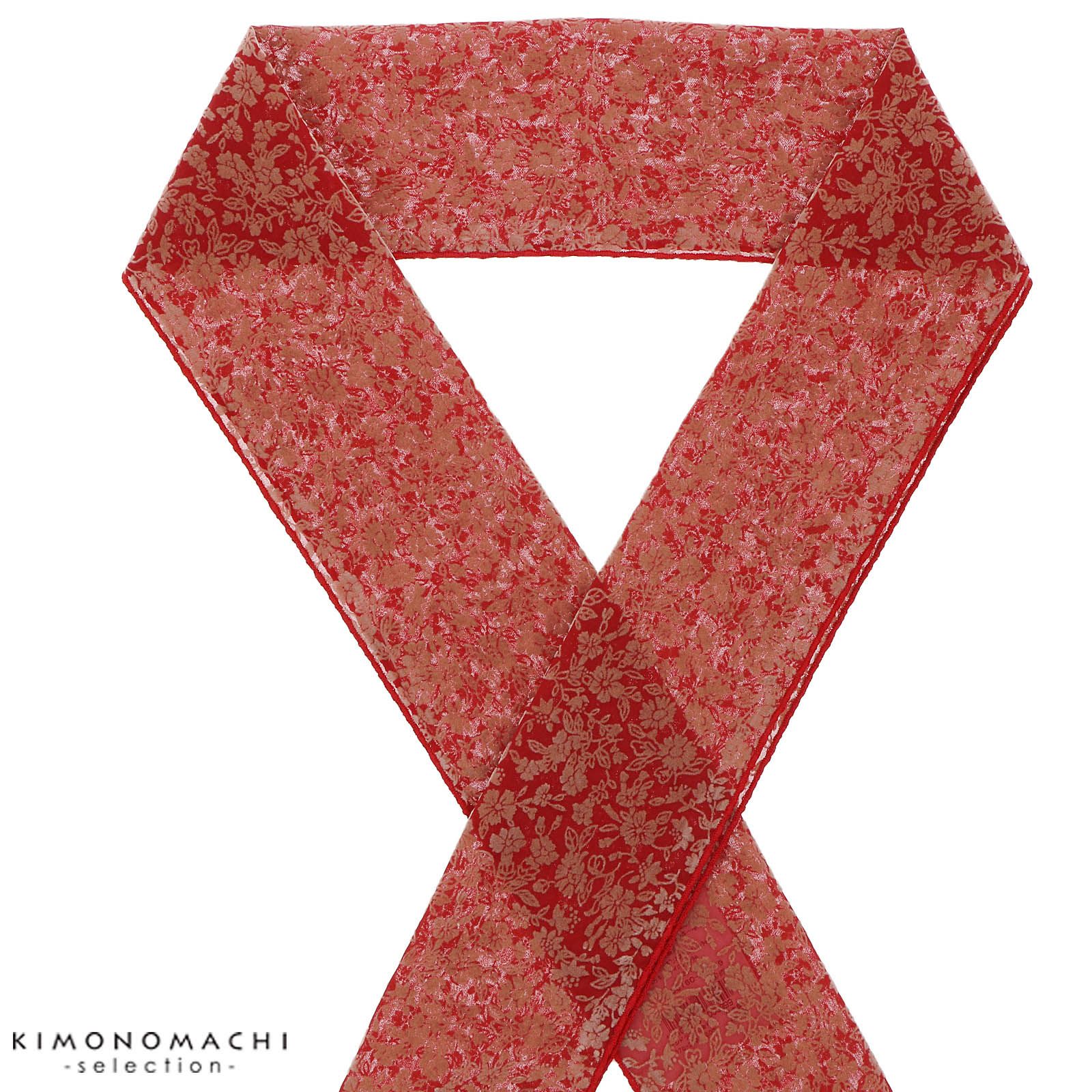 半衿 フロッキー 小花柄 「赤×ベージュ」 成人式の振袖、卒業式の袴に 花柄 洒落半衿 半襟 洒落 Wa de Modern 日本製 【メール便対応可】＜H＞ss2512wkm15 000000024309-01.jpg?t=