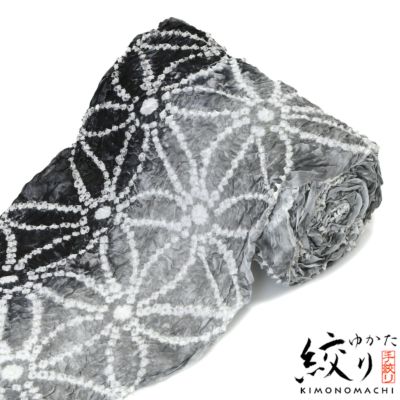 【Prices down】絞り浴衣反物 「七宝 グレー黒」 女性浴衣 レディース浴衣 絞り浴衣 綿浴衣 未仕立て 【メール便不可】ss2406ykl10