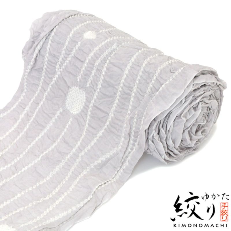 絞り浴衣反物 「風に吹かれて　グレー」 女性浴衣 レディース浴衣 絞り浴衣 綿浴衣 未仕立て