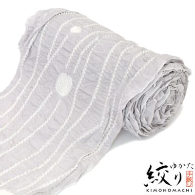 【Prices down】絞り浴衣反物 「風に吹かれて　グレー」 女性浴衣 レディース浴衣 絞り浴衣 綿浴衣 未仕立て 【メール便不可】ss2406ykl10