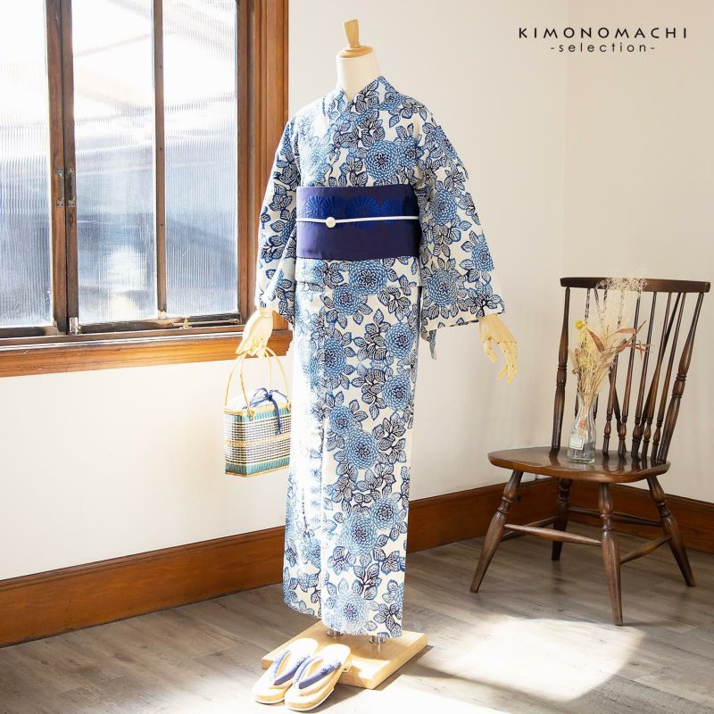 浴衣 三勝 レディース 単品 お仕立て上がり浴衣 プレタ 「白地