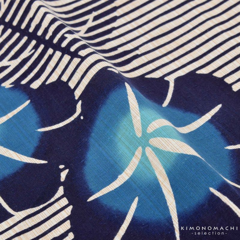 浴衣 レディース 単品 お仕立て上がり浴衣 プレタ 「生成り色×紺 朝顔すだれ」 先染め 和布流 Fサイズ シック 大人 モダン 粋 古典 ゆかた 女性 ブランド ブランド浴衣 花火大会 夏祭り 【メール便不可】＜H＞ss2512ykl15 Prices down2】浴衣 レディース 単品 お仕立て上がり浴衣 プレタ