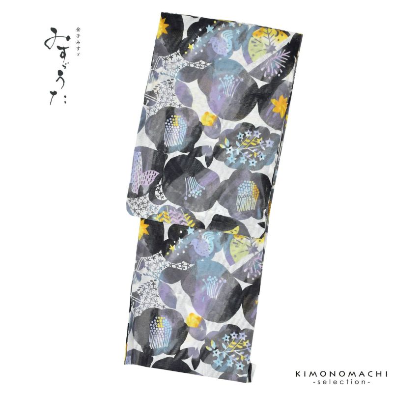 浴衣 レディース ブランド浴衣 単品 「みすゞうた M2201 私と小鳥と鈴と すみ」 Fサイズ 大人 綿絽浴衣 女性浴衣単品 レディース浴衣単品 個性的 花火大会 夏祭り 女性浴衣 女性ゆかた 夏着物