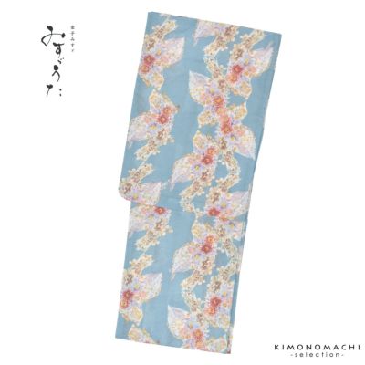 浴衣 レディース ブランド浴衣 単品 「みすゞうた M2206 花のお使い そらいろ」 Fサイズ 大人 綿絽浴衣 女性浴衣単品 レディース浴衣単品 個性的 花火大会 夏祭り 女性浴衣 女性ゆかた 夏着物 【メール便不可】ss250