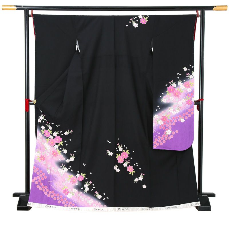 【新古品】お仕立て上がり 振袖単品 「黒地　桜」 振り袖 着物 レディース 成人式 結婚式 結納 パーティー 晴れ着