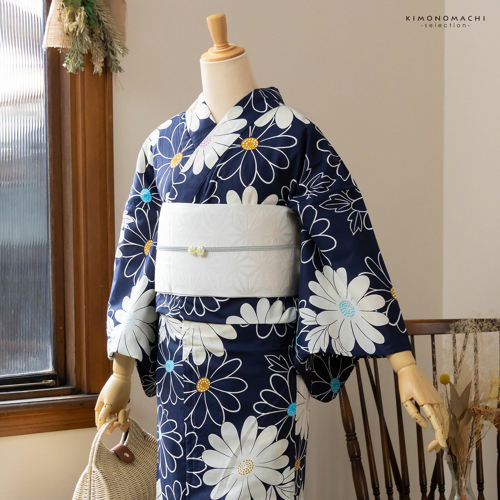 新品】浴衣 三松オリジナル浴衣・下駄・帯3点セット 「ドット 