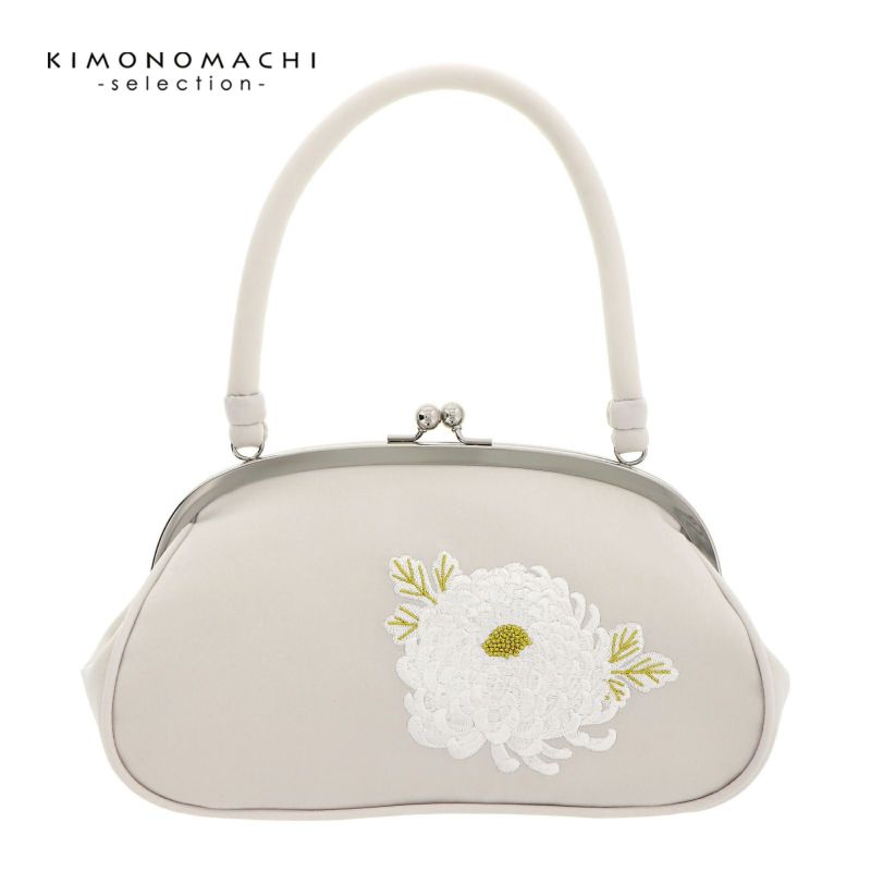 振袖 バッグ 成人式 レディース 振袖用バッグ 「菊刺繍　オフホワイト」 振袖バッグ 刺繍バッグ
