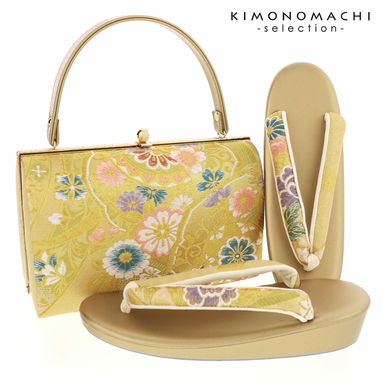 礼装 草履 バッグ セット レディース 礼装用草履バッグセット 「白×ゴールド　鏡裏」 Lサイズ 礼装草履バッグ 礼装バッグ 礼装草履