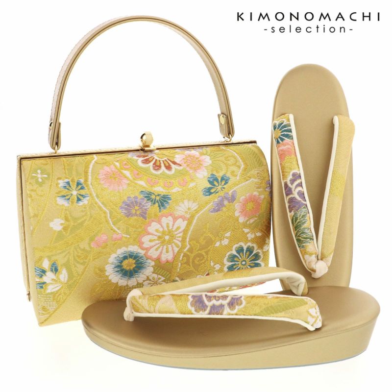 礼装 草履 バッグ セット レディース 礼装用草履バッグセット 「白×ゴールド　鏡裏」 Lサイズ 礼装草履バッグ 礼装バッグ 礼装草履