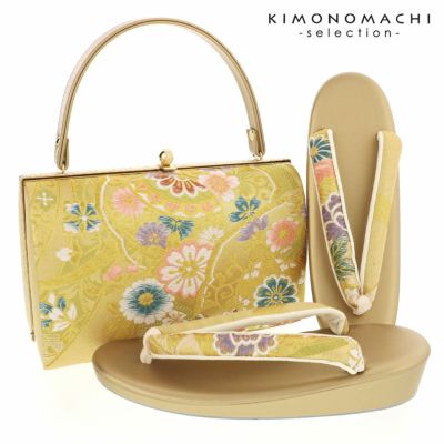 礼装 草履 バッグ セット レディース 礼装用草履バッグセット 「白×ゴールド　鏡裏」 Lサイズ 礼装草履バッグ 礼装バッグ 礼装草履 【メール便不可】ss2503zbg10