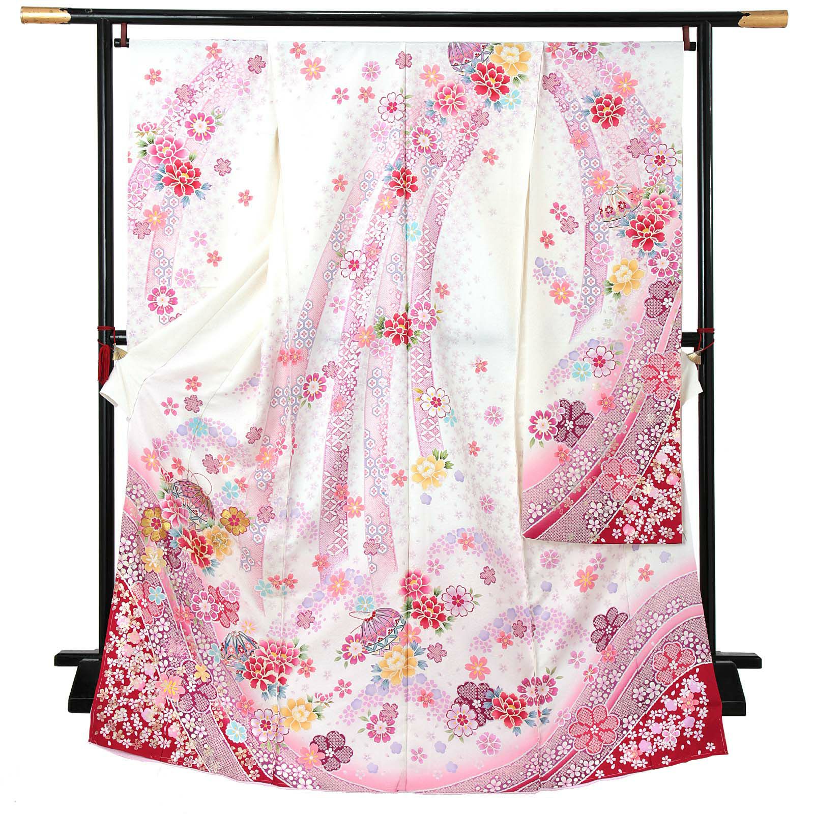 振袖 毬 鞠 牡丹 藤 桜 菊 金駒刺繍 振袖 毬 鞠 牡丹 藤 桜 菊 金駒