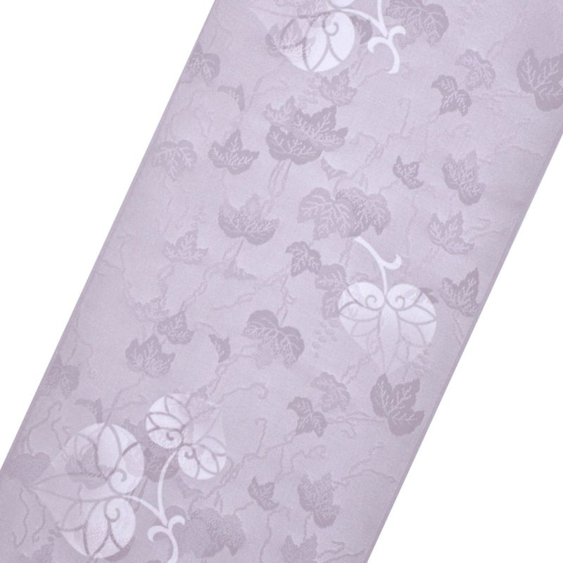 夏の正絹小紋 反物 「紋紗 ラベンダーグレイ 葡萄、葵」着尺 日本製