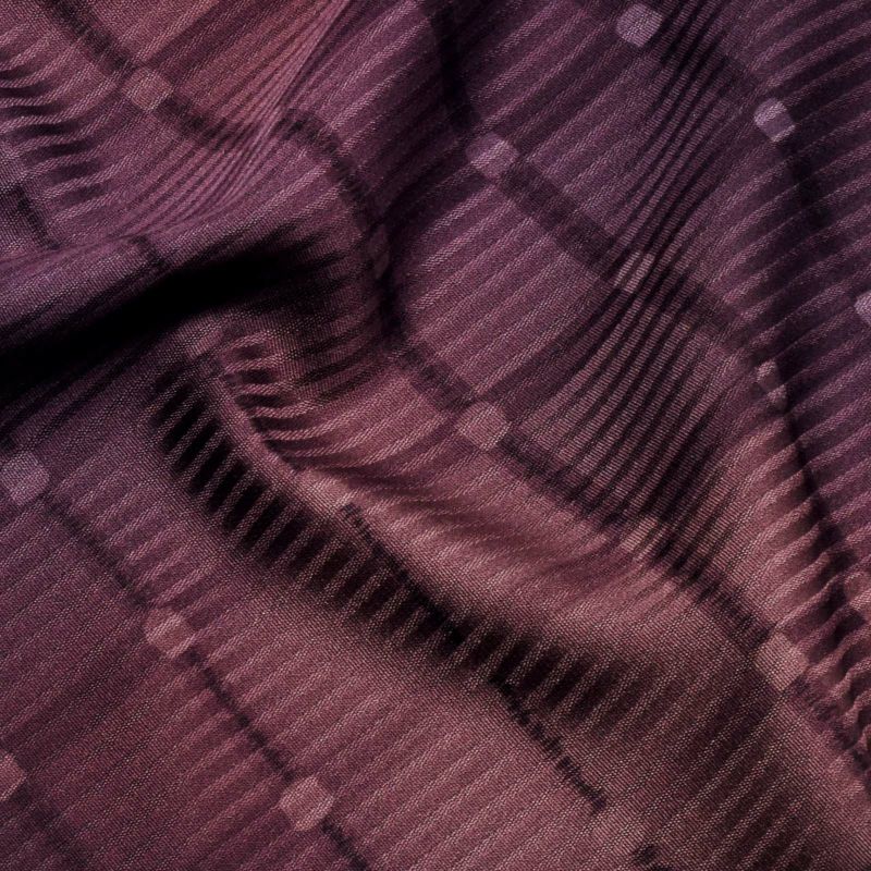 正絹 小紋 反物 着物「格子 赤紫色」日本製 丹後ちりめん 未仕立て 