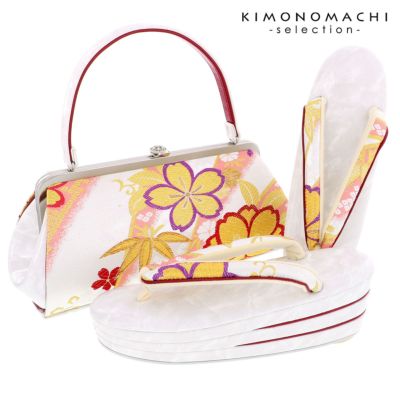 振袖草履バッグセット  「シルバー　桜」 Fサイズ(M～Lサイズ相当) 振袖草履バッグ 振袖バッグ 振袖草履 成人式【メール便不可】ss2503zbg10