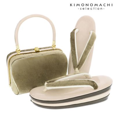 振袖草履バッグセット ベルベット  「ブロンズ」 Fサイズ(M～Lサイズ相当) 振袖草履バッグ 振袖バッグ 振袖草履 成人式【メール便不可】ss2503zbg10