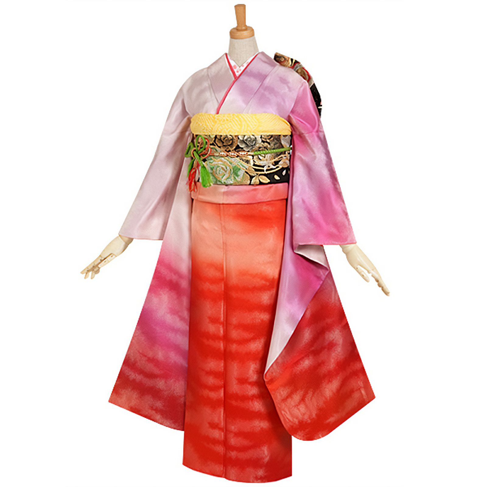 中古品】仕立て上がり 振袖 「赤ぼかし 天女」貸衣装処分 レンタル処分 