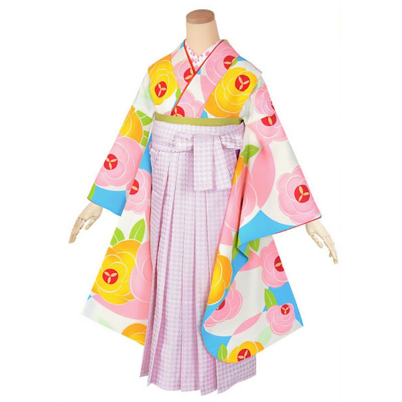 【訳アリ】【中古品】ジュニア用 振袖単品「水色 花と円」仕立て上がり 襦袢プレゼント 小振袖 着物 子ども 子供 キッズ ジュニア 女の子 卒業式 小学校 小学生 中学校 中学生 十三参り 十三詣り 1/2成人式 ハーフ成人式 貸衣装処分 レンタル処分品