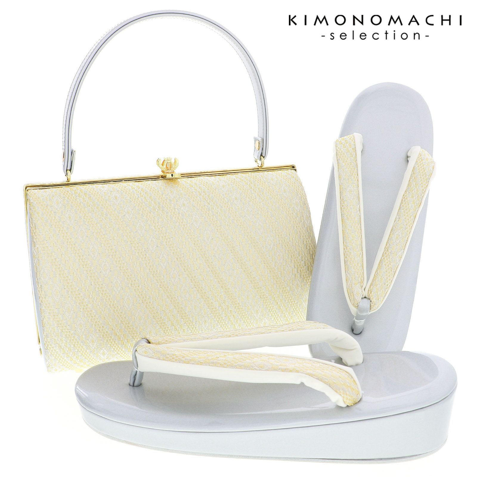 礼装 草履 バッグ セット レディース 礼装用草履バッグセット「ゴールド×グレー　菱」Fサイズ(M～Lサイズ相当) 日本製 礼装草履バッグ 礼装バッグ 礼装草履