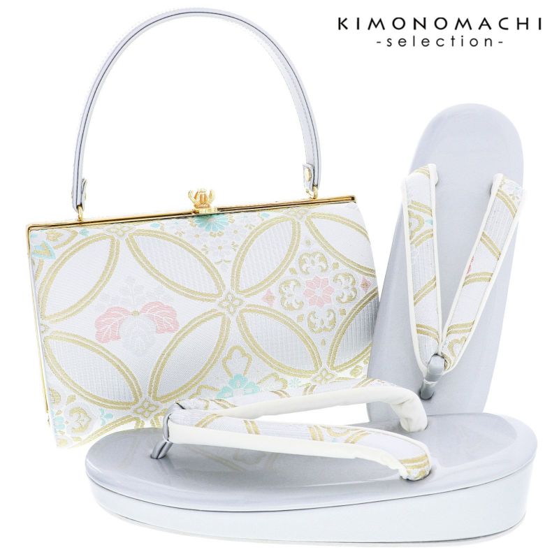 礼装 草履 バッグ セット レディース 礼装用草履バッグセット「シルバー　花七宝」Fサイズ(M～Lサイズ相当) 日本製 礼装草履バッグ 礼装バッグ 礼装草履