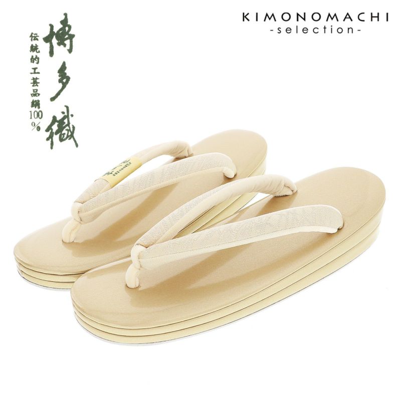 礼装 草履 単品 レディース「生成り色×ゴールド」LLサイズ(25cm前後)  博多織 日本製 礼装草履 訪問着