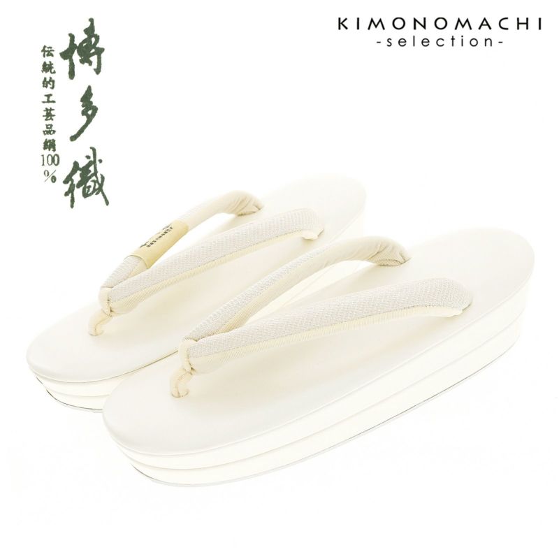礼装 草履 単品 レディース「白金色×オフホワイト」Mサイズ(24cm前後)  博多織 日本製 礼装草履 訪問着