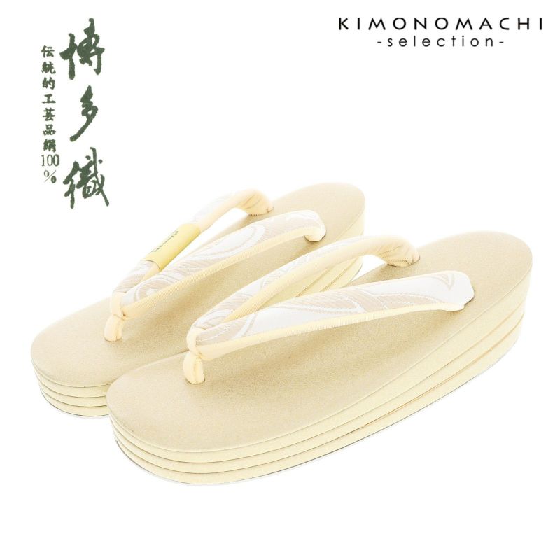 礼装 草履 単品 レディース「白、唐草×ゴールド」Fサイズ(24cm前後) 博多織 日本製 礼装草履 訪問着
