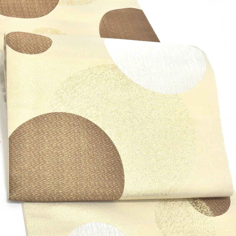 振袖袋帯「ベージュ　ドット」お仕立て上がり 振袖用 袋帯 お仕立て済 振袖帯