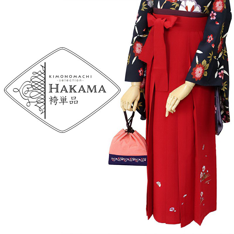 【中古品】袴 単品「赤×刺繍 L」卒業式 袴 レディース 行燈袴 女性用袴単品 貸衣装処分 レンタル処分品