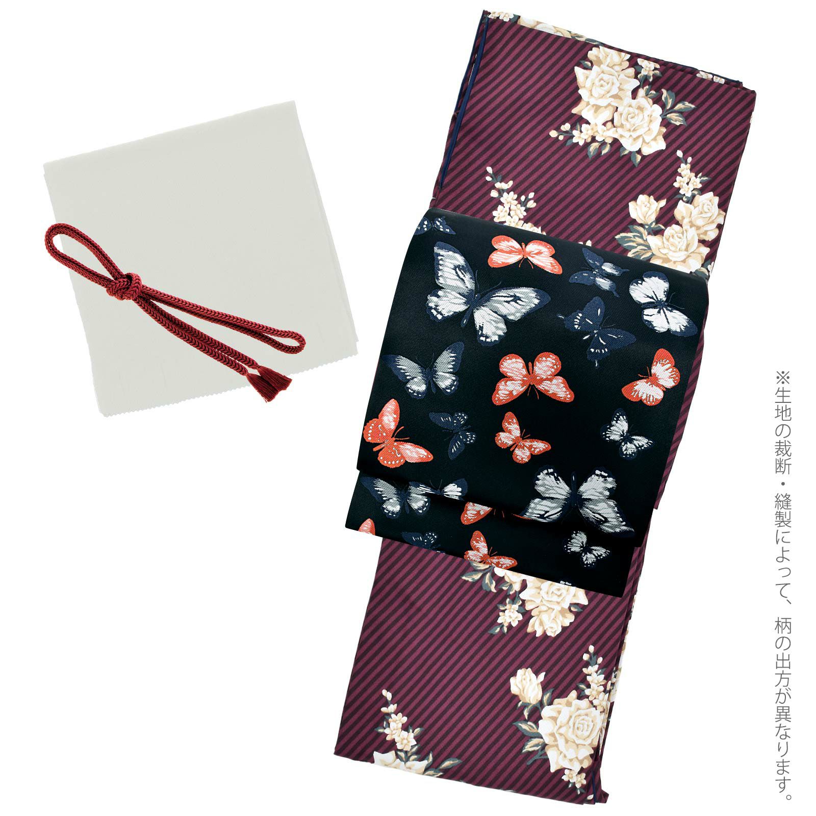 洗える着物10％OFF4/3迄)洗える着物 セット「袷着物：ストライプブーケ 
