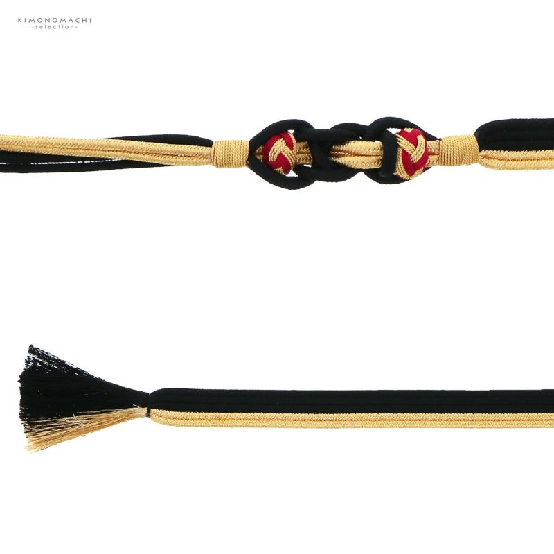 帯締め 伊賀組紐 振袖用 正絹 「黒×金」 日本製 伝統的工芸品 伊賀くみ