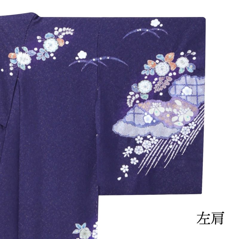 未仕立て 訪問着 単品 桂由美 「花紫 雲取に辻が花模様」 正絹 着物 仮