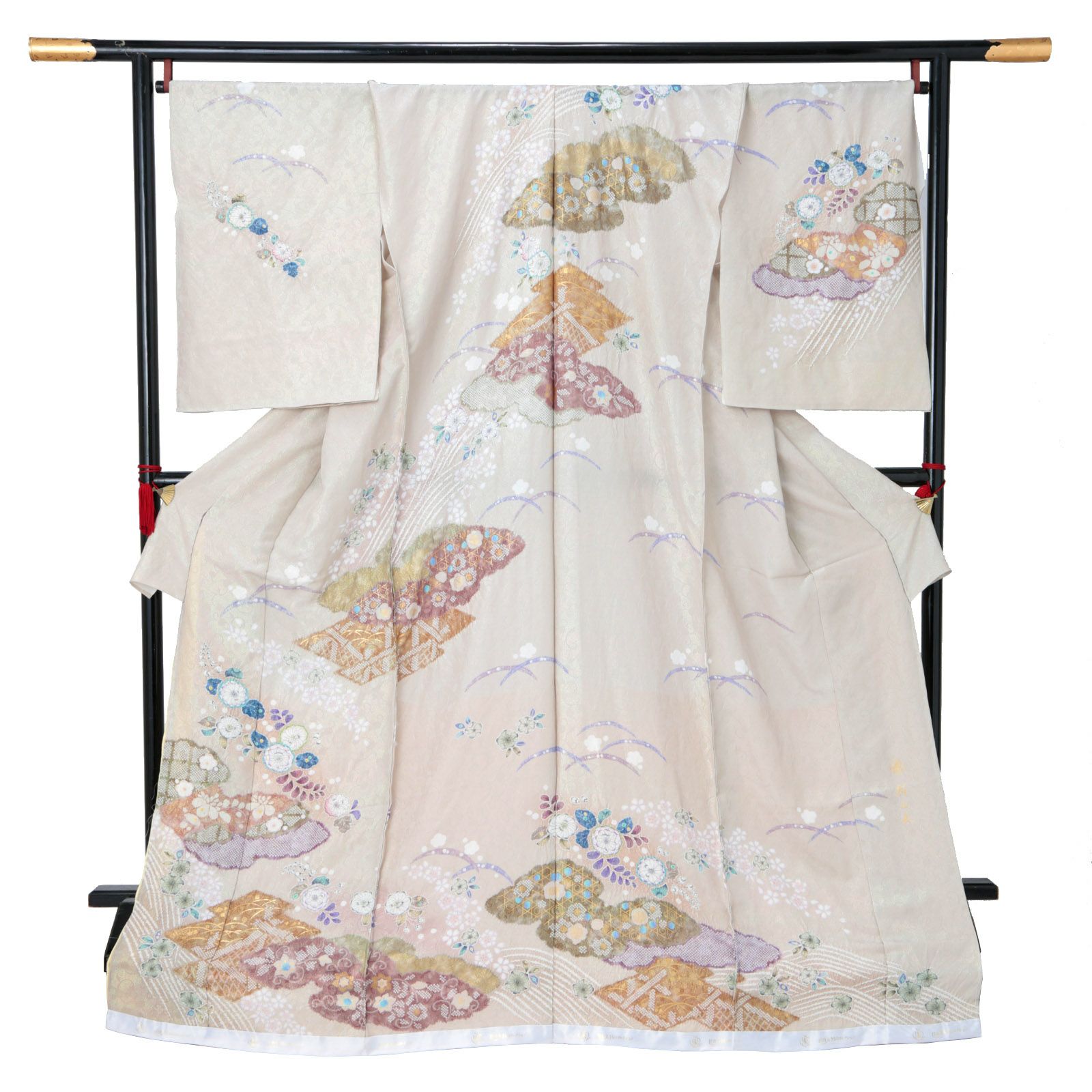 訪問着/辻が花/金通し】所々絞りの豪華で華やかな訪問着 厳つ