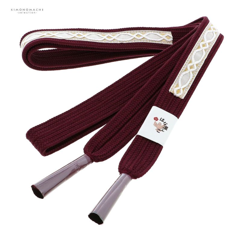 帯締め 振袖用 帯〆 正絹 「臙脂×白」 日本製 シンプル おしゃれ