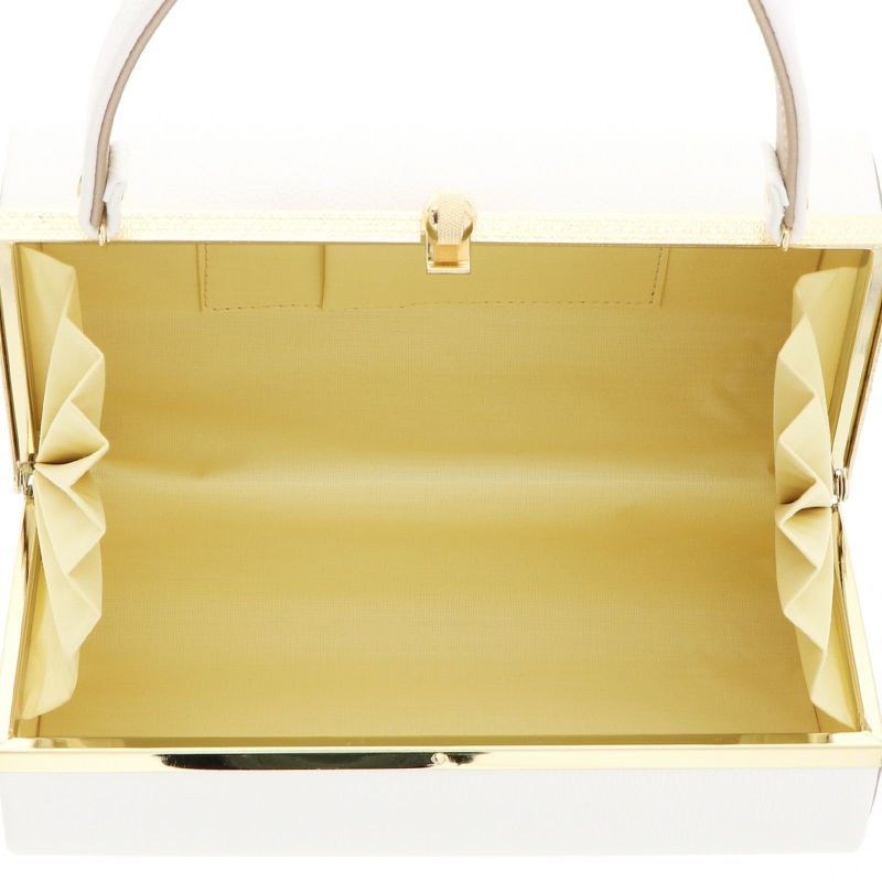 振袖 草履バッグセット「エンボス ホワイト×ベージュゴールド」Fサイズ