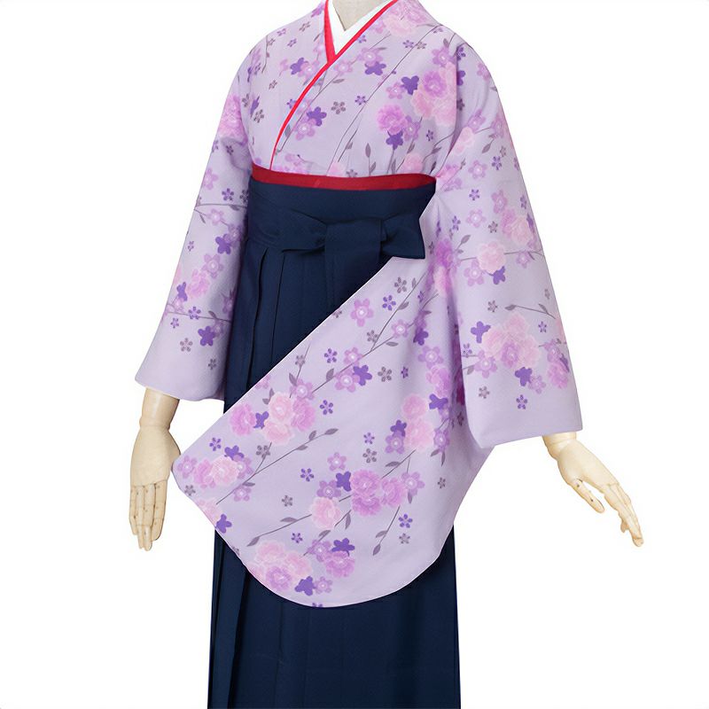 【中古品】二尺袖 単品「藤紫　しだれ桜」貸衣装処分 レンタル処分品 卒業式【メール便不可】