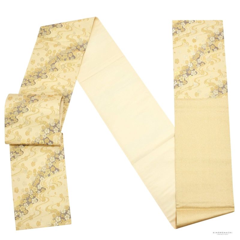 袋帯 六通 波 桜 24M610f