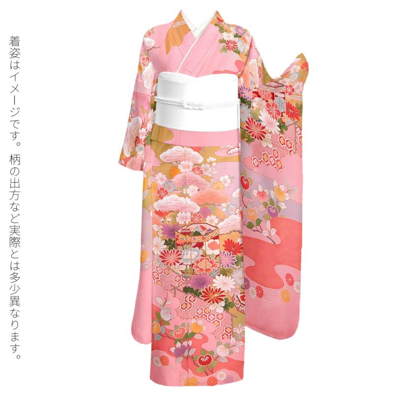 付け下げ たたき染め 松 霞 ピンク 着物 021tベストセラー
