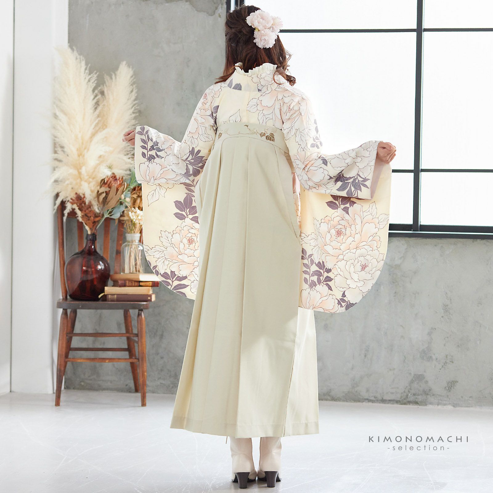 卒業式 袴セット NO6 映える二尺袖 袴4点セット 新品 0211⑤（卒業式 