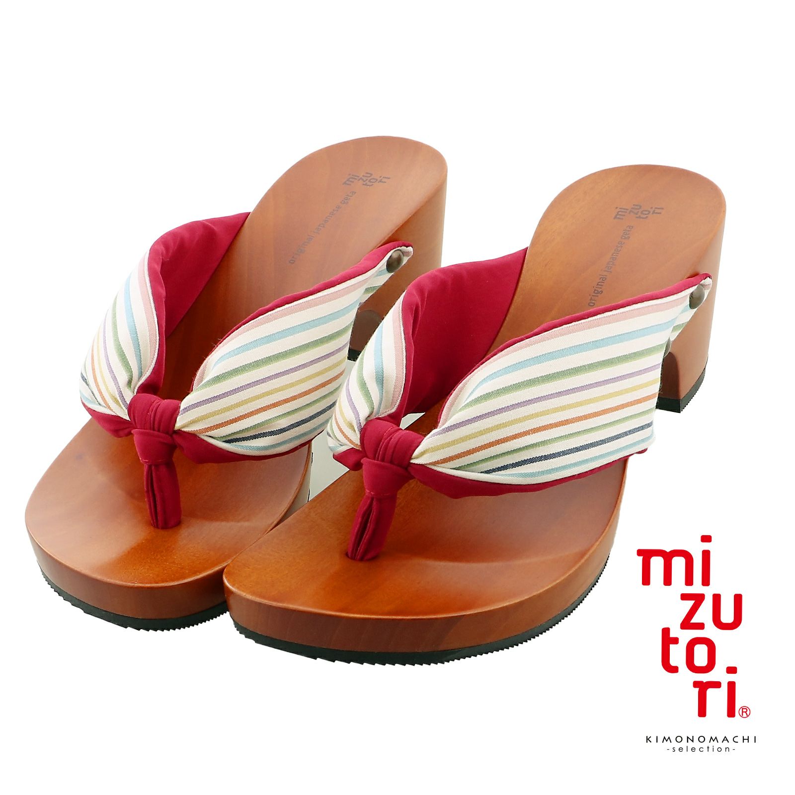 mizutori 下駄 レディース 「白多彩135」 みずとり 水鳥 女性下駄単品 日本製 足が痛くなりにくい 履き心地の良い下駄 女下駄 女性 浴衣・夏着物に 浴衣下駄