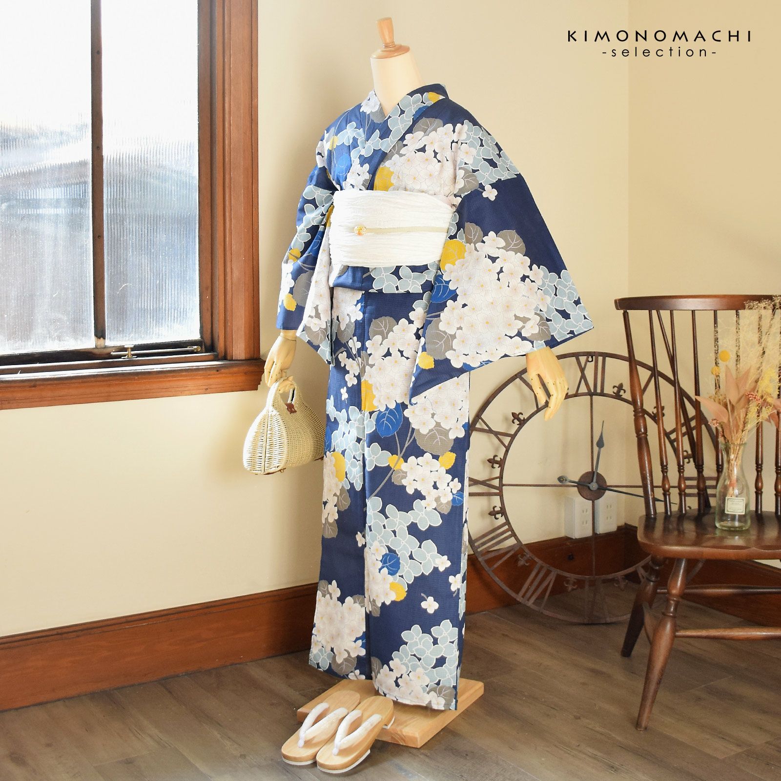 生田絵梨花 ブランド浴衣単品 「あじさい 紺」浴衣 レディース Fサイズ